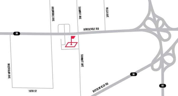 Map of PXG Store location in Oakbrook Terrace, Illinios.